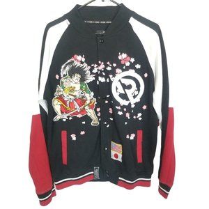 R.S. 1NE Mens M Black Ribbed Trim Graphic Print Sn